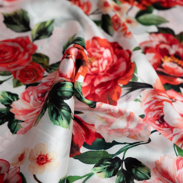 Italienische Seide Stretch Rosen weiß