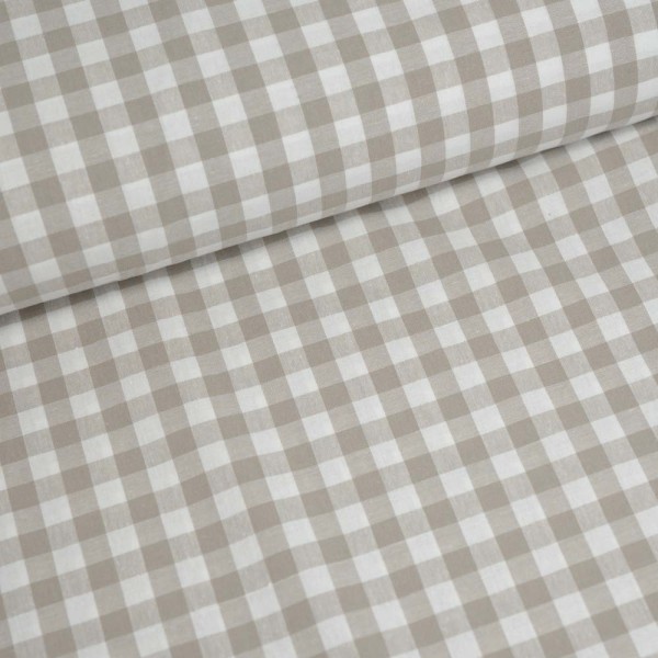 Edle Baumwoll Popeline Karo Groß 8mm beige