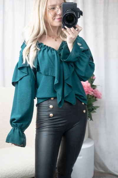 Leder Leggings High Waist Leonie schwarz XL