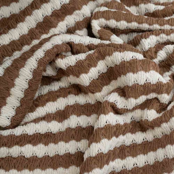 Jacquard Strick Häkel-Look Streifen beige
