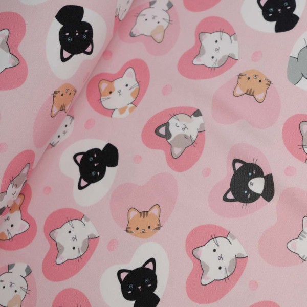 Baumwolljersey Katzenliebe rosa