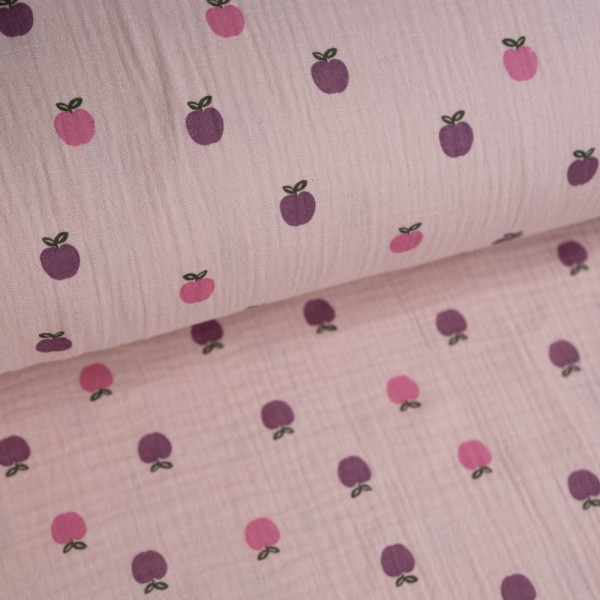Musselin Double Gauze Äpfel altrosa