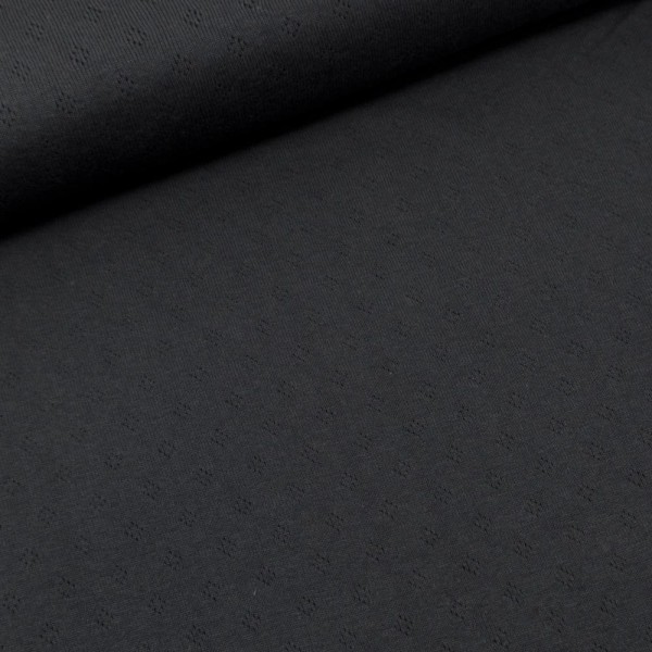 Baumwoll Lochstrick Jersey schwarz