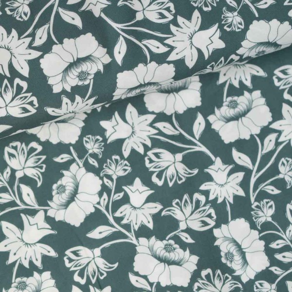 Viskosewebware Geblümt dusty mint Ecovero