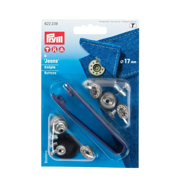 Prym Nähfrei-Jeans-Knöpfe Sterne offen 17mm altmessing/mattweiß