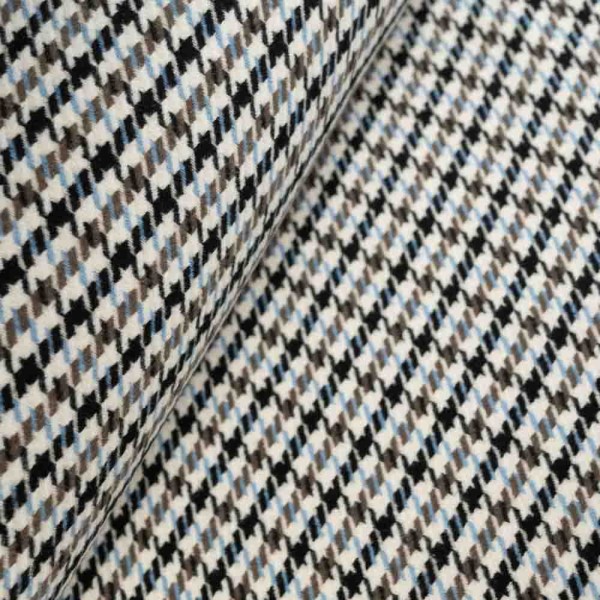 Mantelstoff Tweed Hahnentritt jeansblau