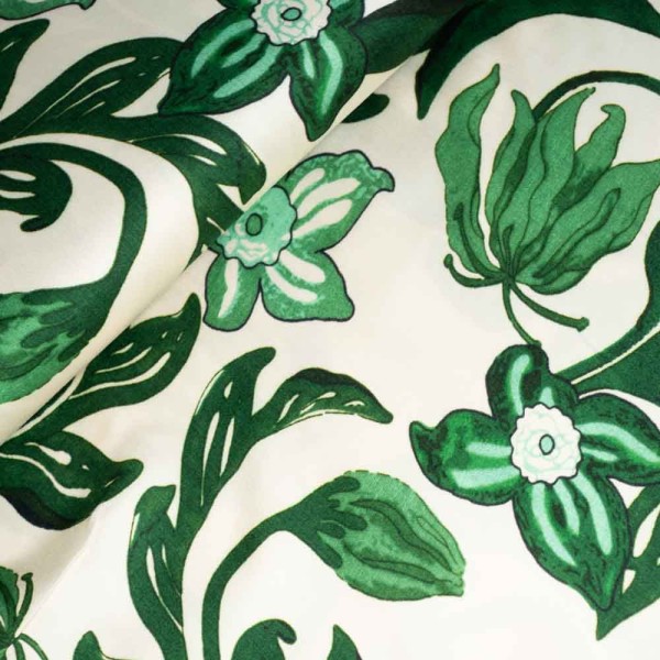 Viskose Satin Paisley Blume dunkelgrün