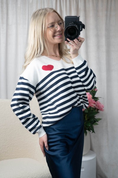 Streifen Pullover Lovely weiß