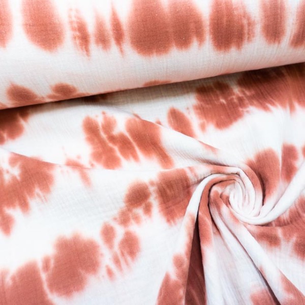 Musselin Double Gauze Batikstreifen terra-rosa