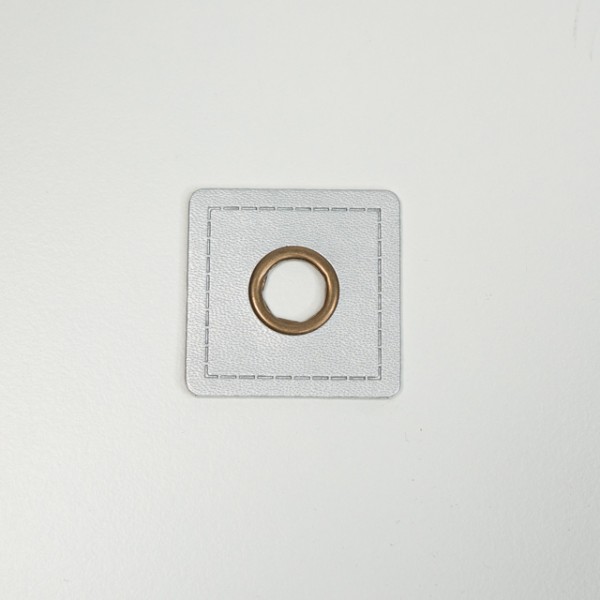 Kunstleder-Ösen Patches Quadratisch 10mm silber