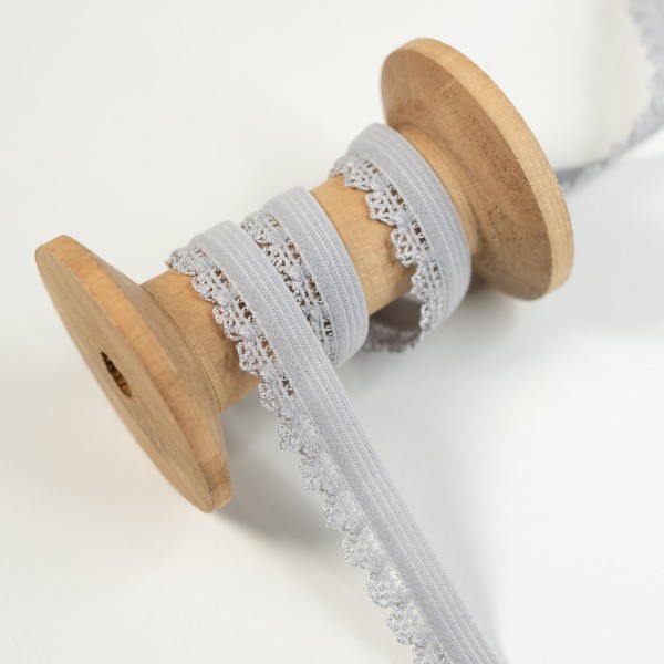 Spitzenband Stretch 12mm grau