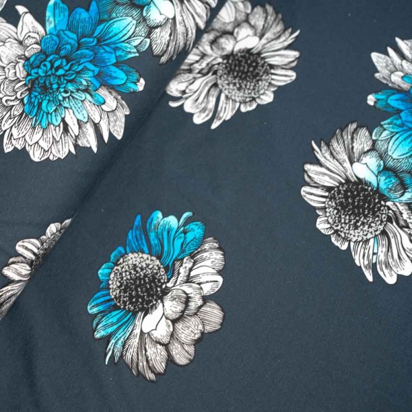 Baumwolljersey Margheriten dark navy