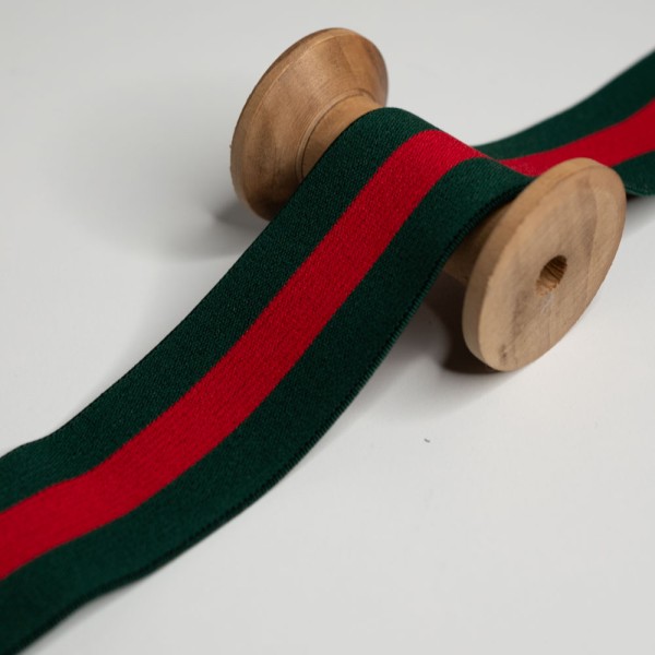 Gummiband 40mm Streifen grün-rot