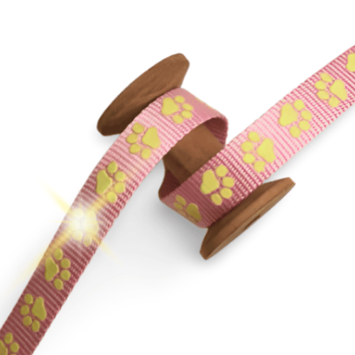 Gurtband 20mm Pfote nachtleuchtend rosa