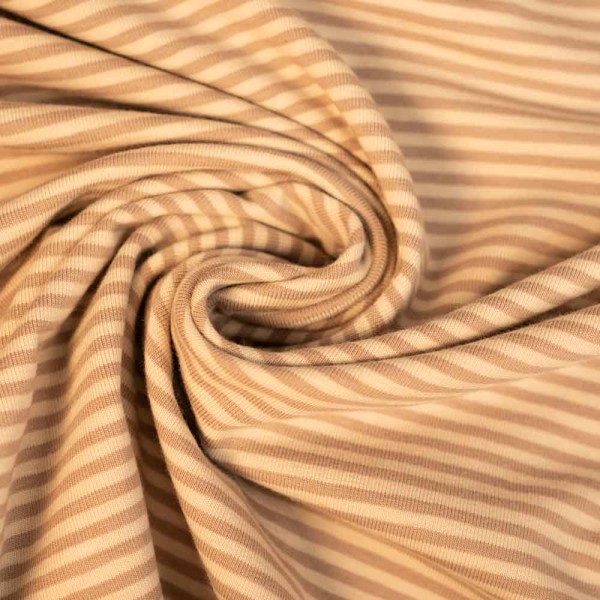 Baumwolljersey Ringelstreifen Serie Lena camel-beige