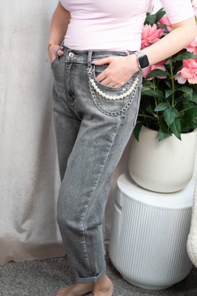Mom-fit Jeanshose High Waist Mila grau