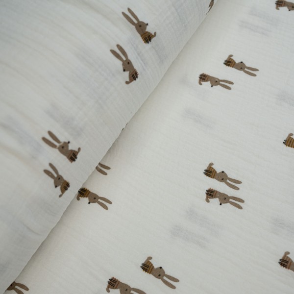 Musselin Double kleiner Hase ecru
