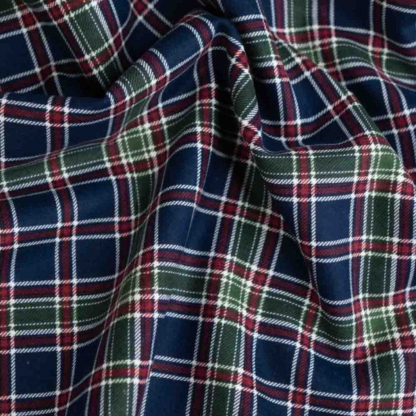 Flanell Baumwolle Tartan Checks dark navy