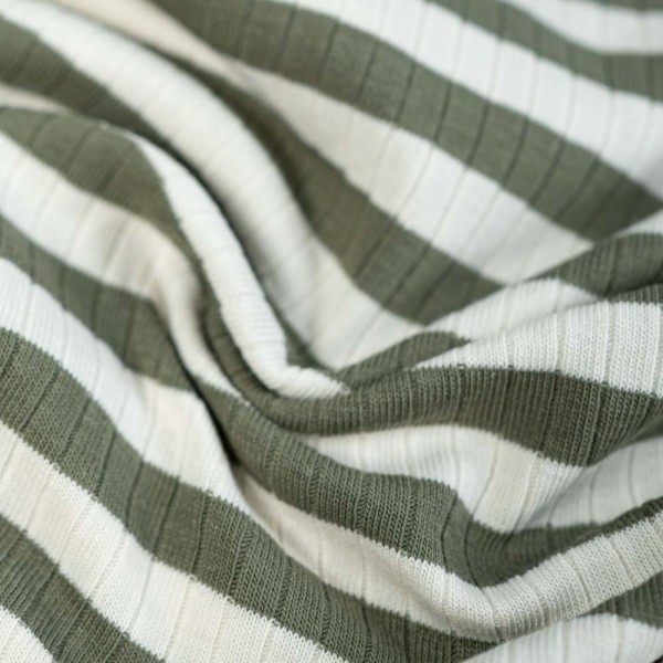 Ripp Baumwolljersey Streifen khaki