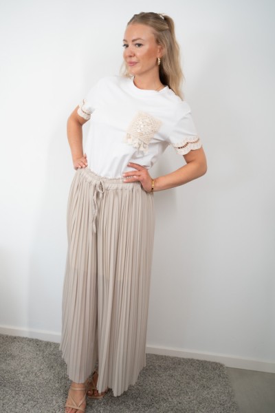 Baumwoll Häkel T-Shirt Ibiza-Style beige