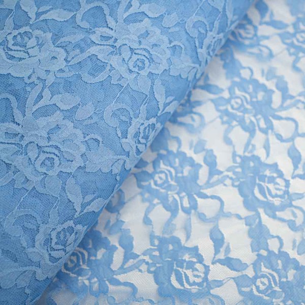 Italienische Spitze STRETCH Rosen himmelblau