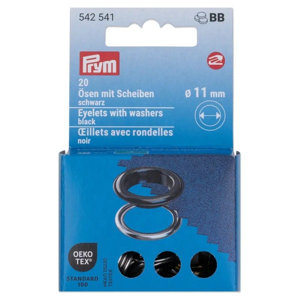 Prym Ösen mit Scheiben 11mm schwarz