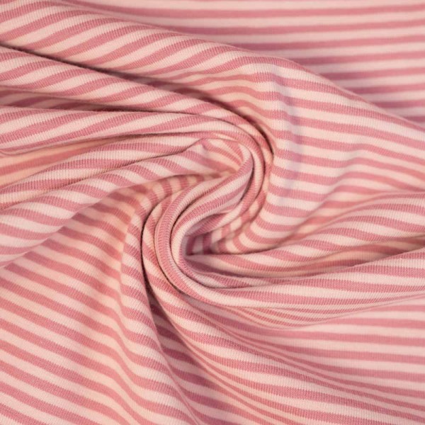 Baumwolljersey Streifen altrosa-mauve