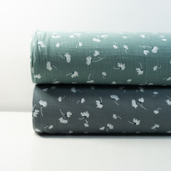 Musselin Gänseblümchen dusty mint dunkel