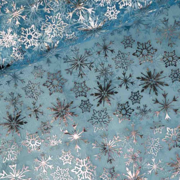 Organza Schneeflocken blau