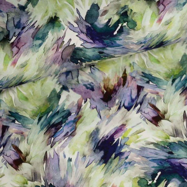 French Terry Sweat Brush Flowers grün