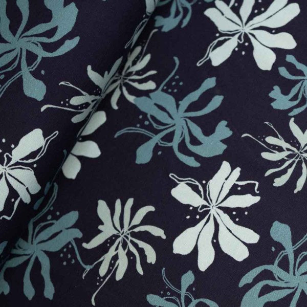 Baumwolljersey Flora navy