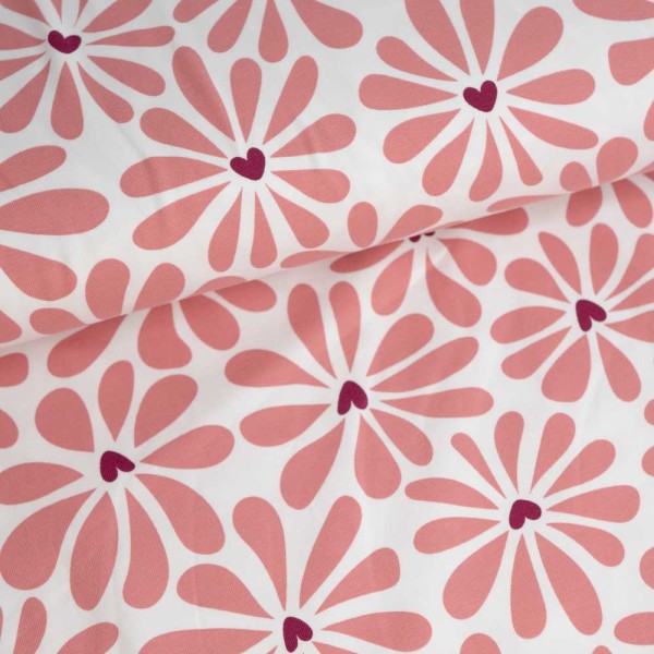 Baumwolljersey Herzblume ecru