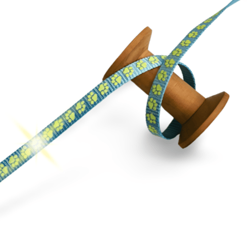 Gurtband 10mm Pfote nachtleuchtend hellblau