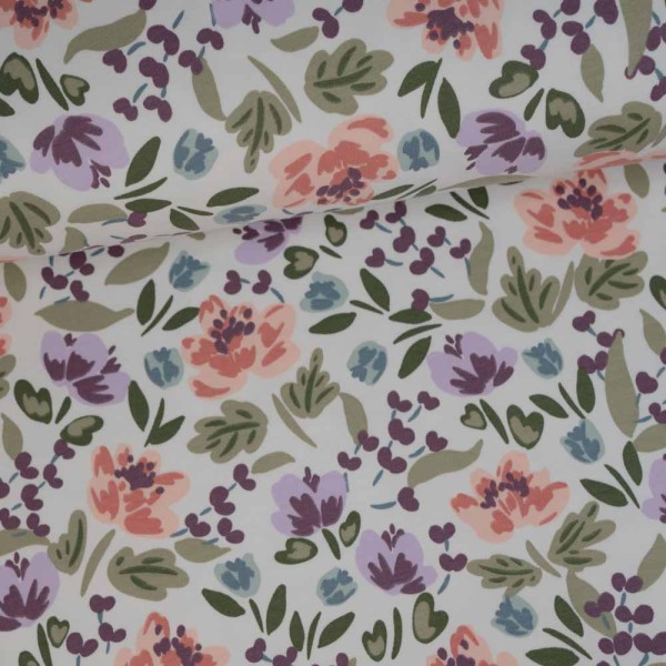 French Terry Sweat Blümchen ecru