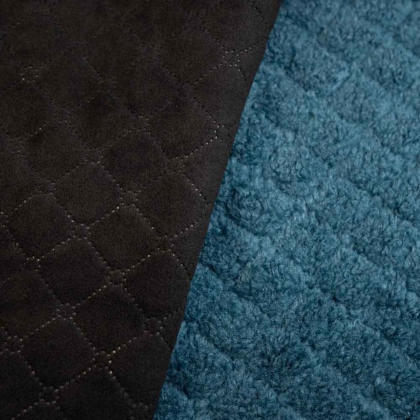 Steppstoff Velour Doubleface Teddy petrol