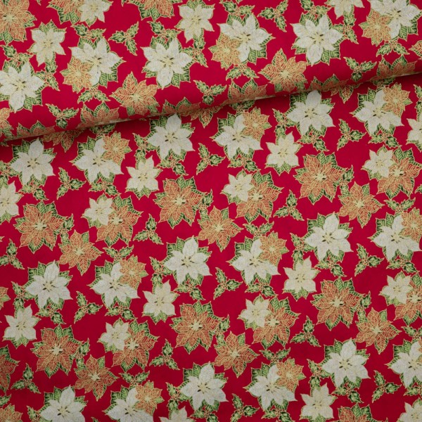 Baumwollwebware Kleiner Weihnachtsstern rot