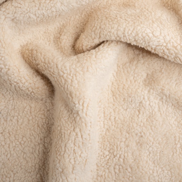 Baumwoll Teddyplüsch Premium hellbeige
