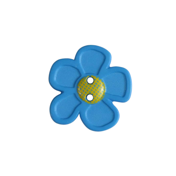 Kinderknopf Blume türkis 20mm