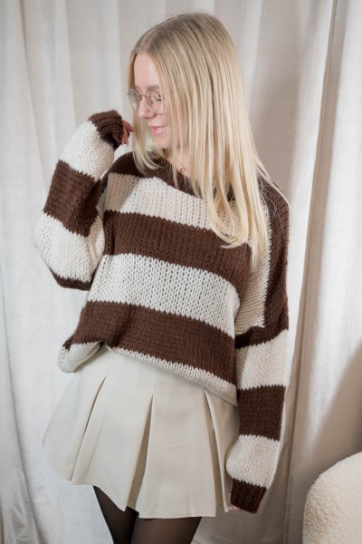 Strick Pullover Soft Streifen Suri chocolate