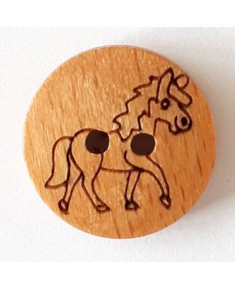 Kinderknopf Holz Pferd 15mm braun