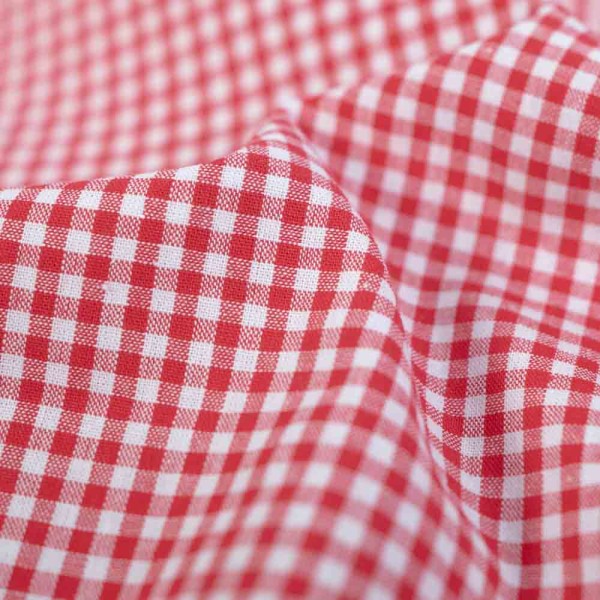 Edle Baumwoll Popeline Karo klein 3mm rot