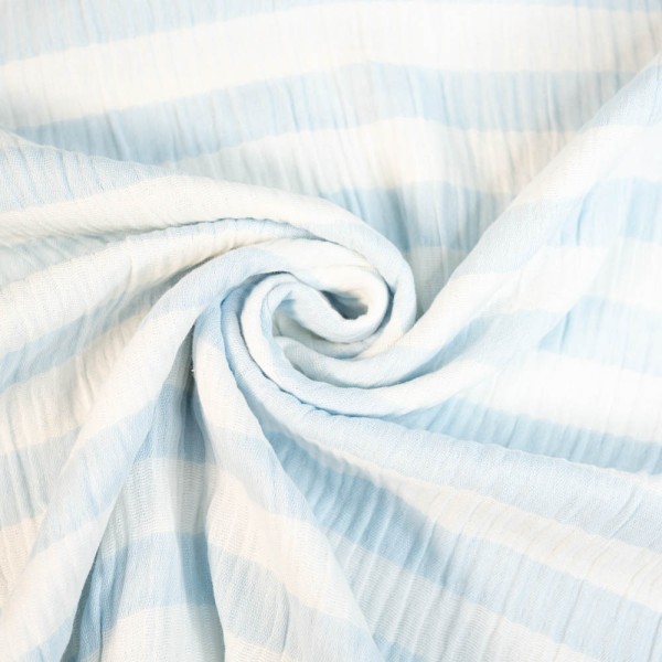 Musselin Double Gauze Streifen hellblau