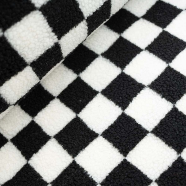 Teddyplüsch Karos schwarz
