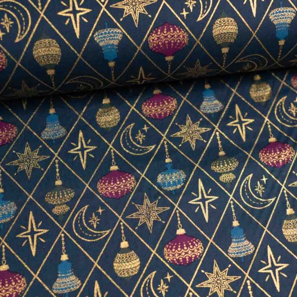 Baumwollwebware Glam Baumanhänger dark navy