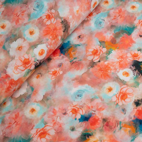 Viskosewebware Seerose apricot