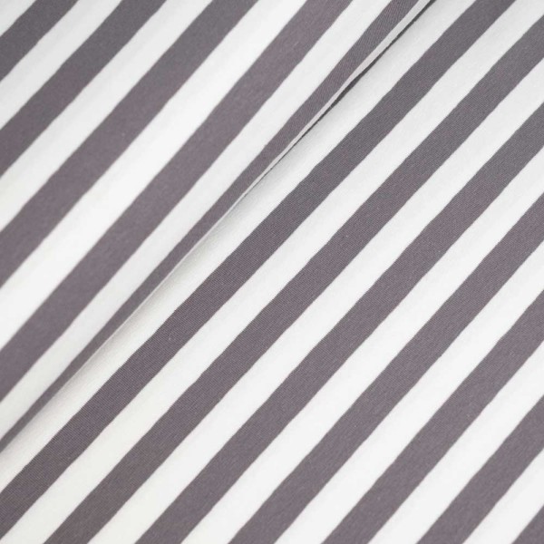 Baumwolljersey Blockstreifen grau-weiß