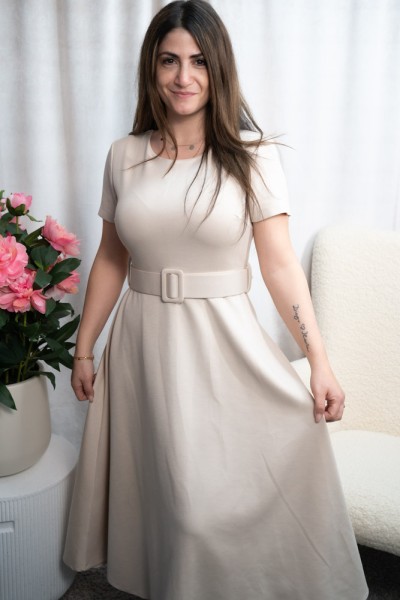 T-Shirt Maxikleid A-Linie beige