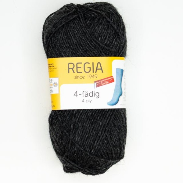 Regia Sockenwolle 4-fädig schwarz meliert