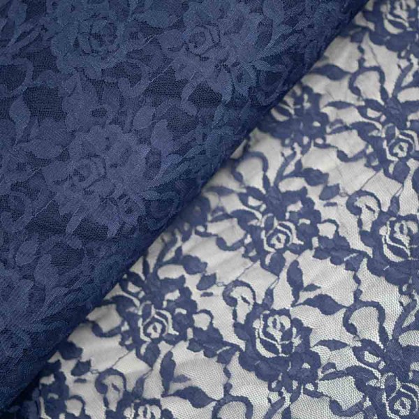 Italienische Spitze STRETCH Rosen dark navy