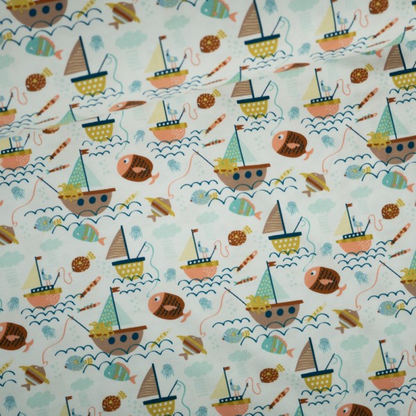 BIO Baumwolljersey Kleines Boot weiß